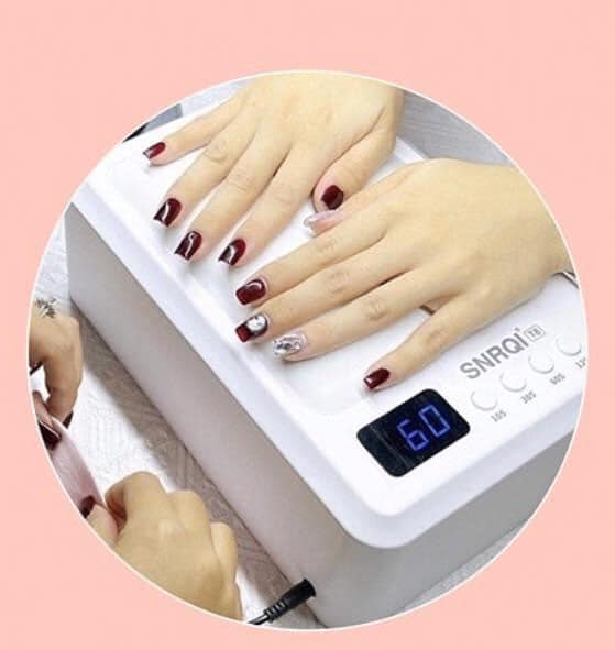 Authentic T8 gel nail lamp 72W with 60 LED/UV bulbs - Wide nail curing lamp with hand rest pad.